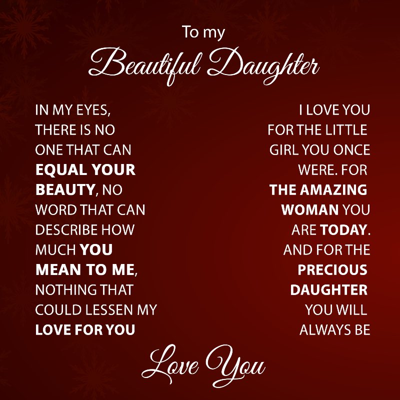 daughter message card - Gifts For Family Online