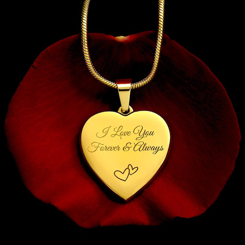 Personalized Heart Necklace Engraved Both Sides I Love You Jewelry