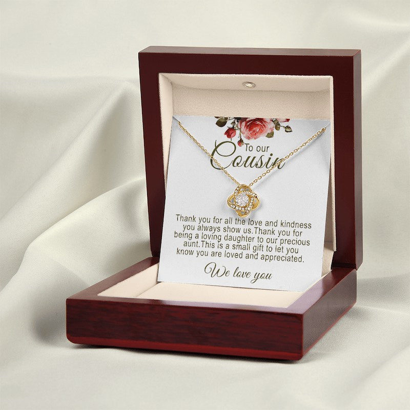 Personalized Cousin Gifts Knot Necklace With Message Card