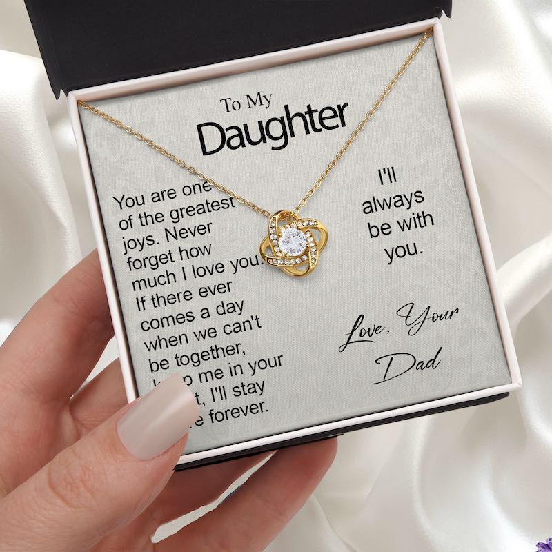 Sentimental Gifts For Daughter - Love Knot Necklace & Customized Message Card