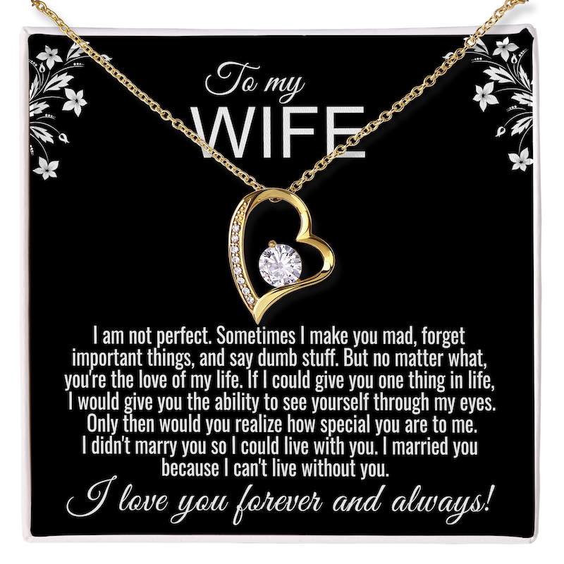 To My Wife Heart Necklace Message
