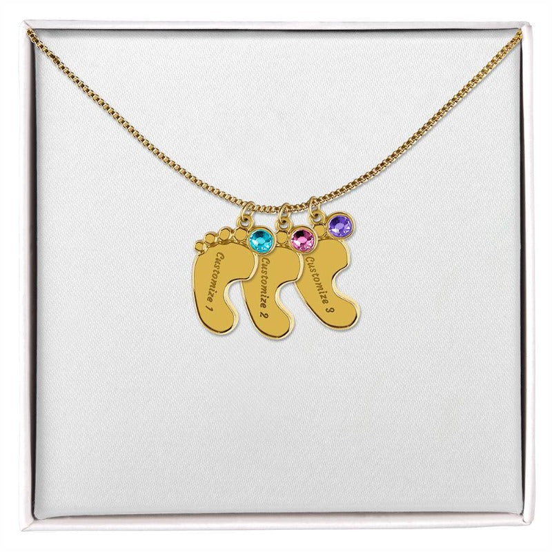baby feet necklace with birthstone - Gifts For Family Online