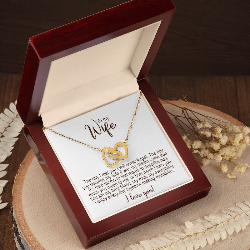 Heart Necklace For Wife Personalized Message Card