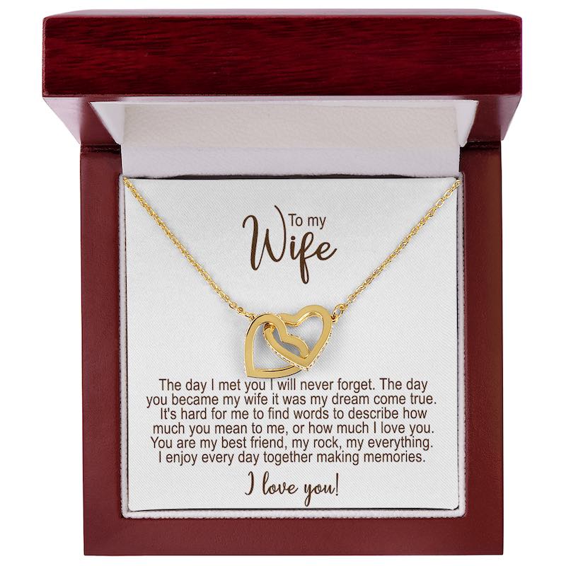 Heart Necklace For Wife Personalized Message Card