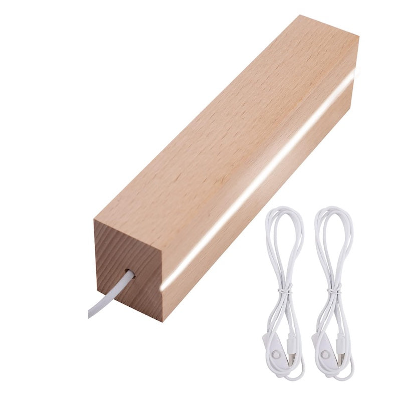 Acrylic wooden base for acrylic plaque with cord on a white background