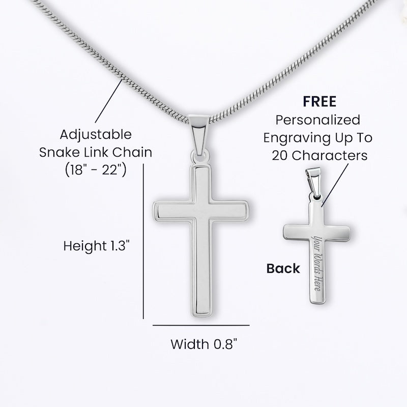 Graduation Gift For Son Custom Engraved Cross Necklace Meaningful Message Card
