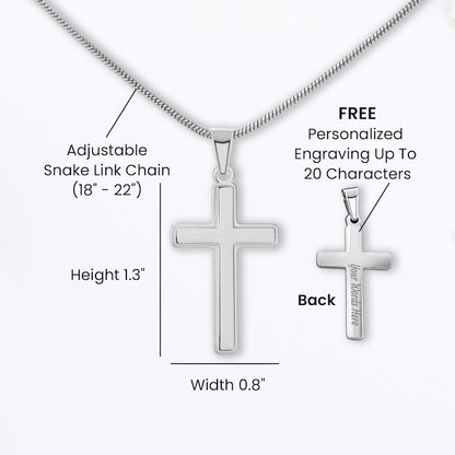 Graduation Gift For Son Custom Engraved Cross Necklace Meaningful Message Card