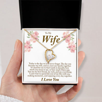 Wedding Day Gift for Bride From Groom Personalized Message Card Heart Necklace
