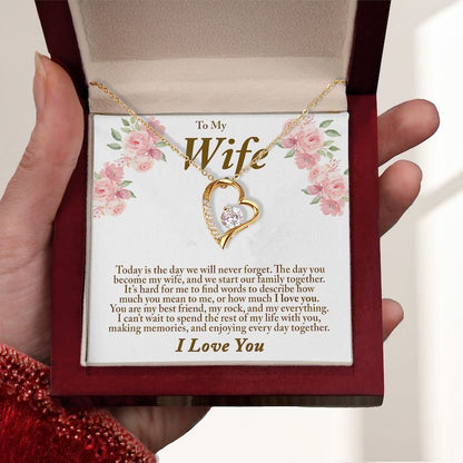 Wedding Day Gift for Bride From Groom Personalized Message Card Heart Necklace