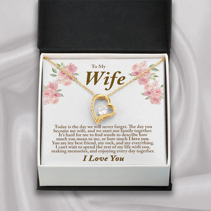 Wedding Day Gift for Bride From Groom Personalized Message Card Heart Necklace