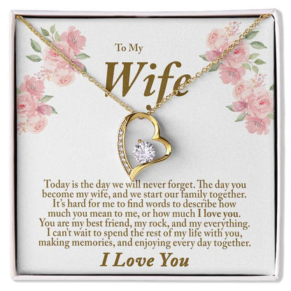 Wedding Day Gift for Bride From Groom Personalized Message Card Heart Necklace