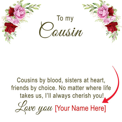 Heart Necklace for Cousin, Personalized  Message Card, Christmas Meaningful Gift