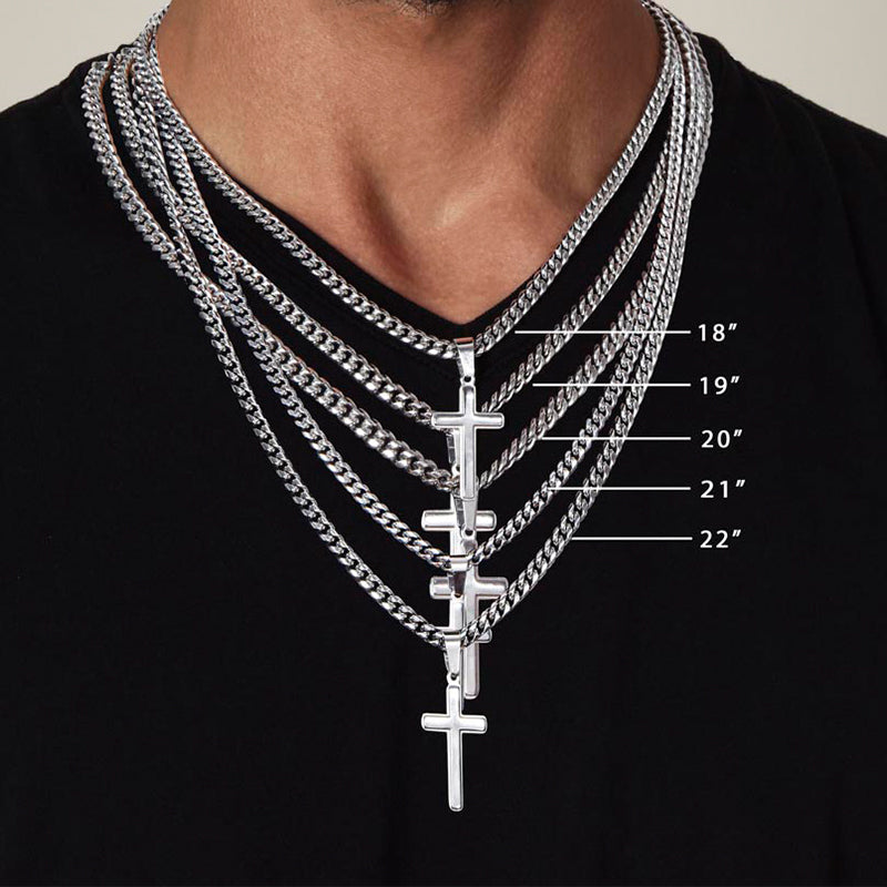 cross necklace cuban chain link - Gifts For Family Online