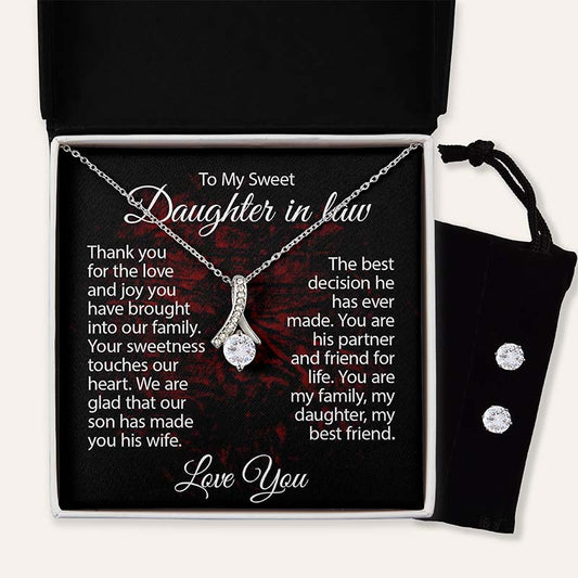 Daughter In Law Necklace and Earrings Personalized Birthday Present