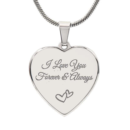 Heart Necklace Engraved Both Sides - I Love You Jewelry