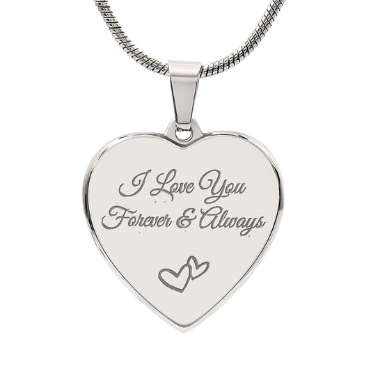 Heart Necklace Engraved Both Sides - I Love You Jewelry