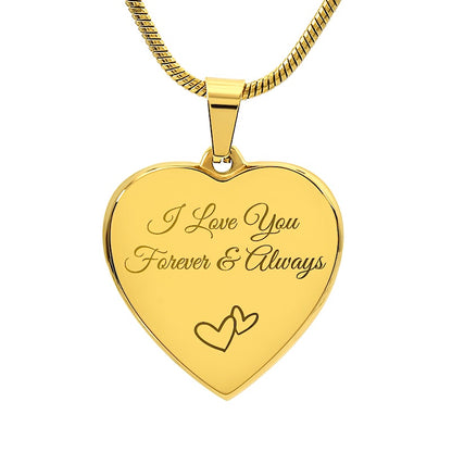 Heart Necklace Engraved Both Sides - I Love You Jewelry