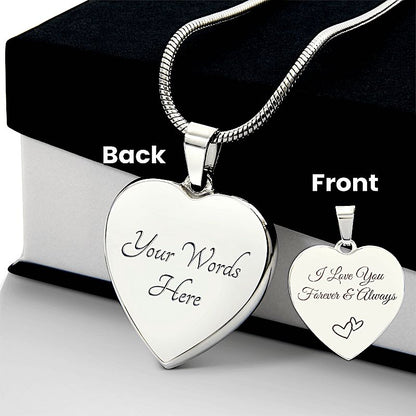 Heart Necklace Engraved Both Sides - I Love You Jewelry