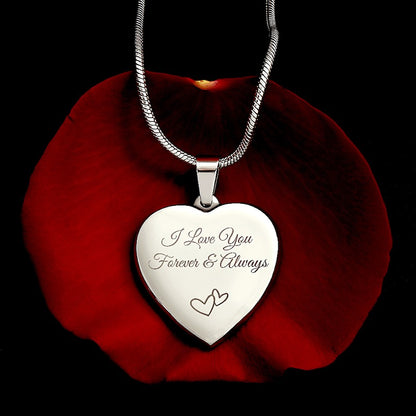Heart Necklace Engraved Both Sides - I Love You Jewelry