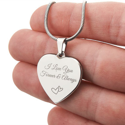 Heart Necklace Engraved Both Sides - I Love You Jewelry