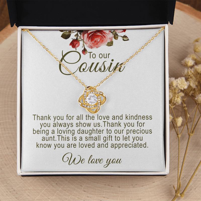 Personalized Cousin Gifts Knot Necklace With Message Card