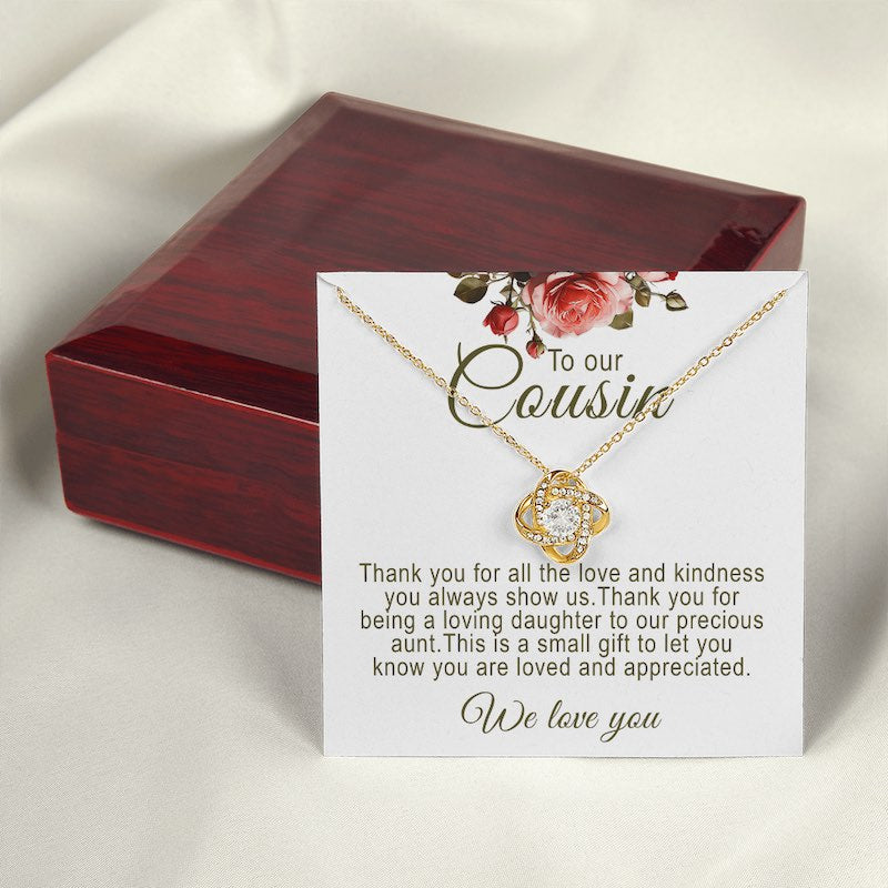 Personalized Cousin Gifts Knot Necklace With Message Card