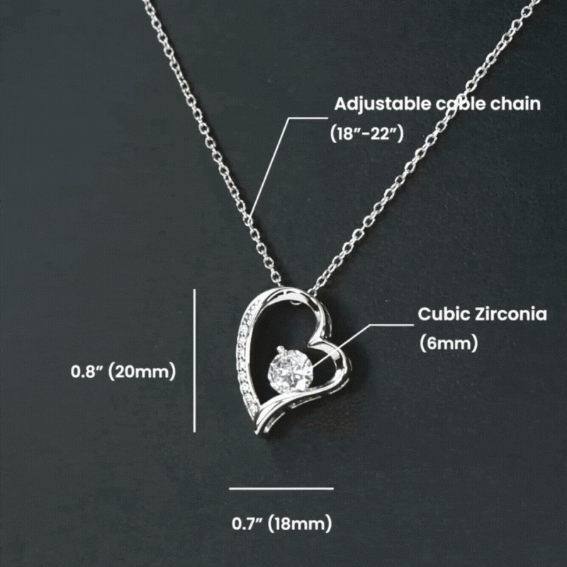 Cubic Zirconia Heart Necklace Chart