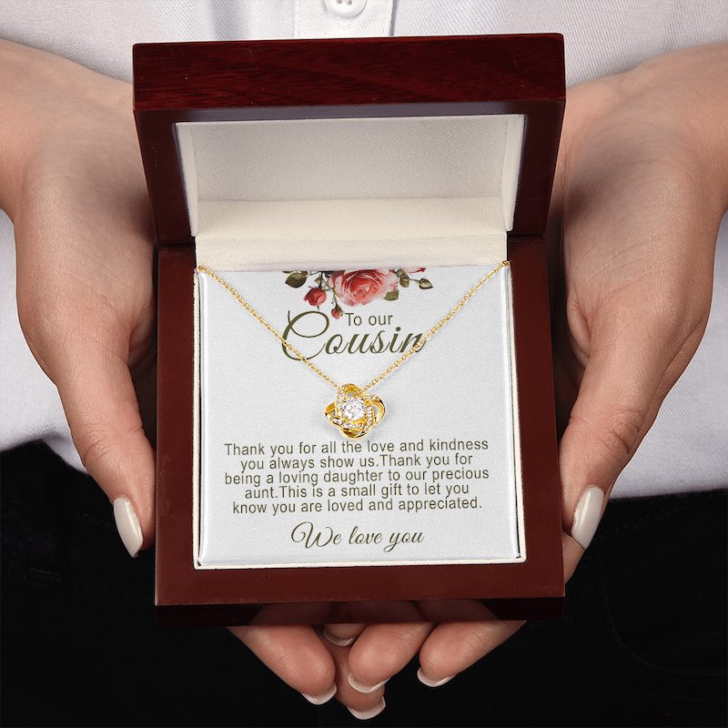 Personalized Cousin Gifts Knot Necklace With Message Card