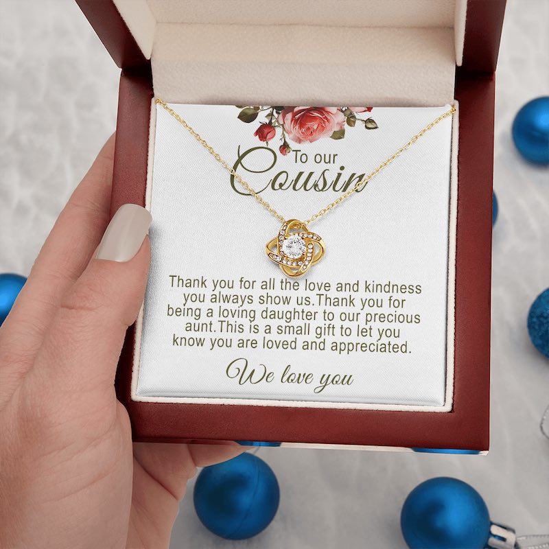 Personalized Cousin Gifts Knot Necklace With Message Card