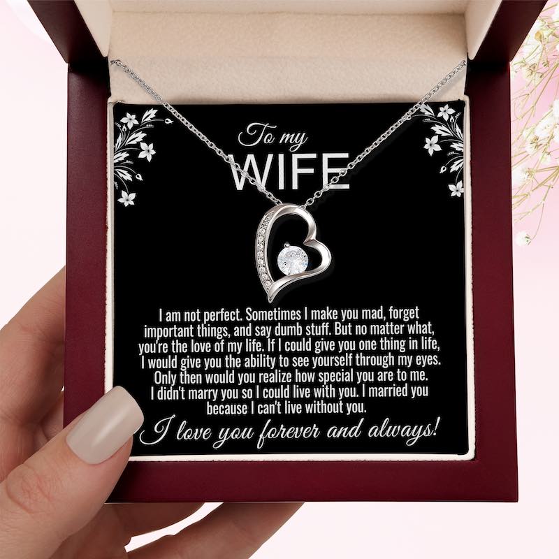 To My Wife Heart Necklace Message