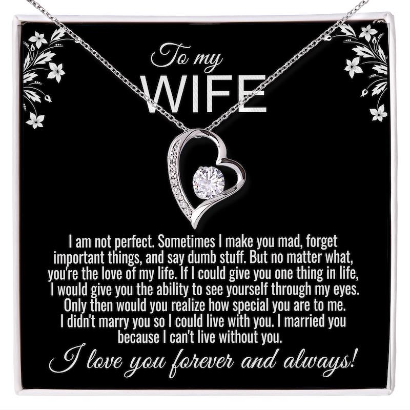 To My Wife Heart Necklace Message