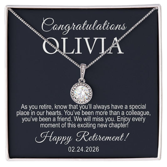 Personalized Retirement Card Message Necklace Gift For Coworker Women
