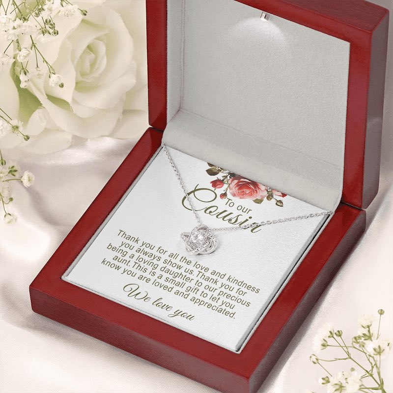 Personalized Cousin Gifts Knot Necklace With Message Card