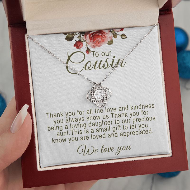 Personalized Cousin Gifts Knot Necklace With Message Card