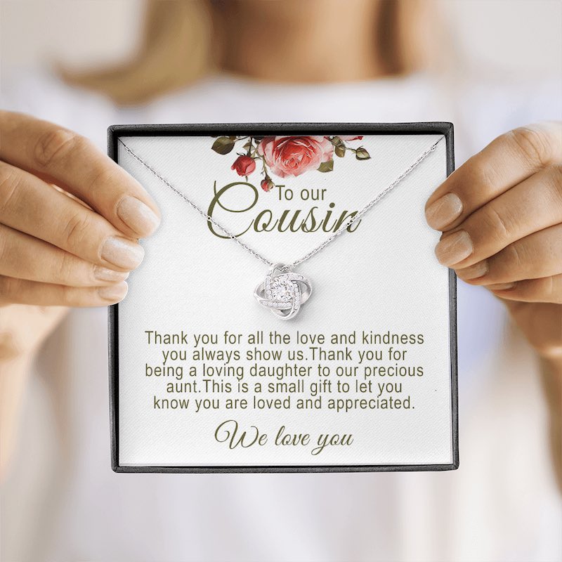 Personalized Cousin Gifts Knot Necklace With Message Card