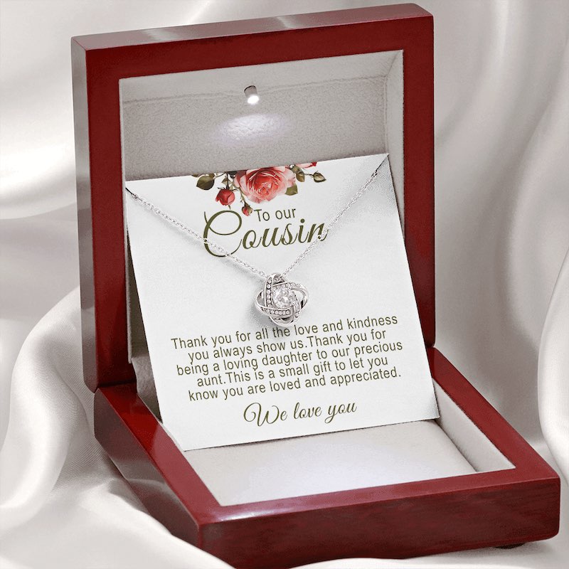 Personalized Cousin Gifts Knot Necklace With Message Card