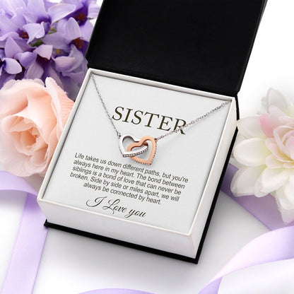 Sister Necklace - Sisters Forever - Interlocking Heart Necklace