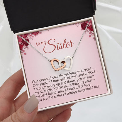 To My Sister Personalized Gift Message Card With Heart Necklace