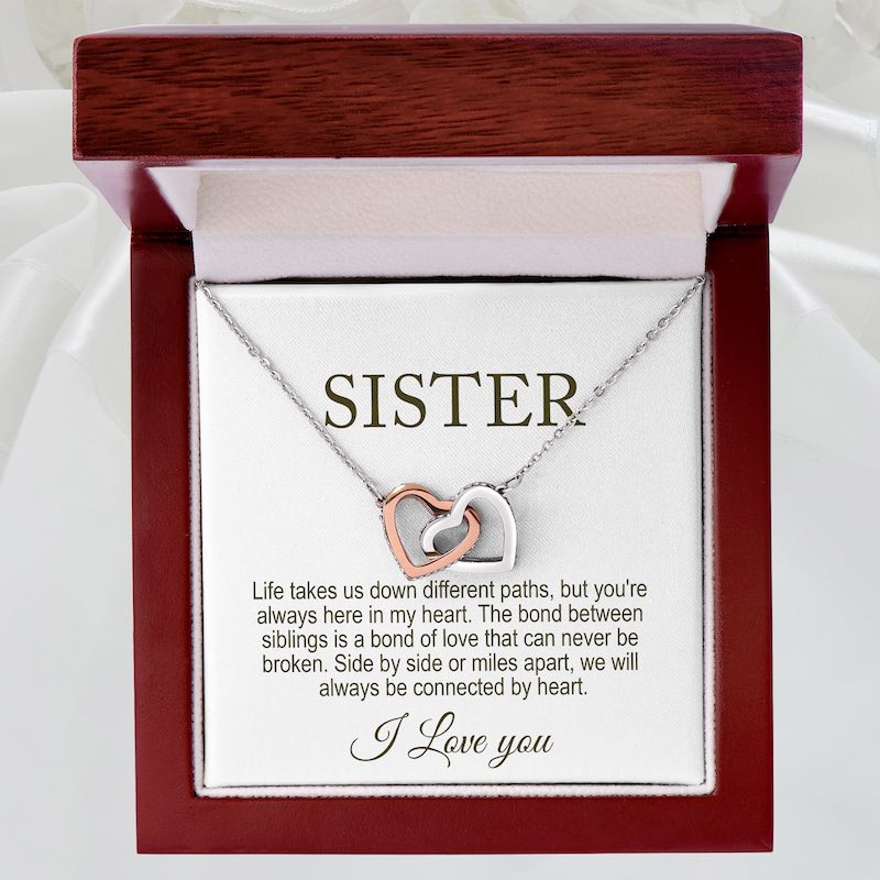 Sister Necklace - Sisters Forever - Interlocking Heart Necklace