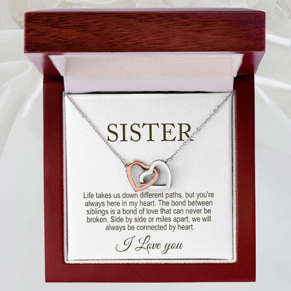 Sister Necklace - Sisters Forever - Interlocking Heart Necklace