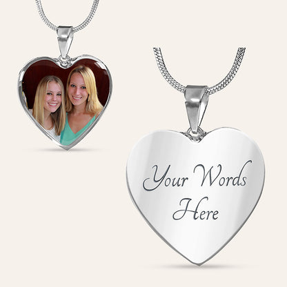 Picture Necklace Personalized Sisters Photo Heart Shaped Pendant