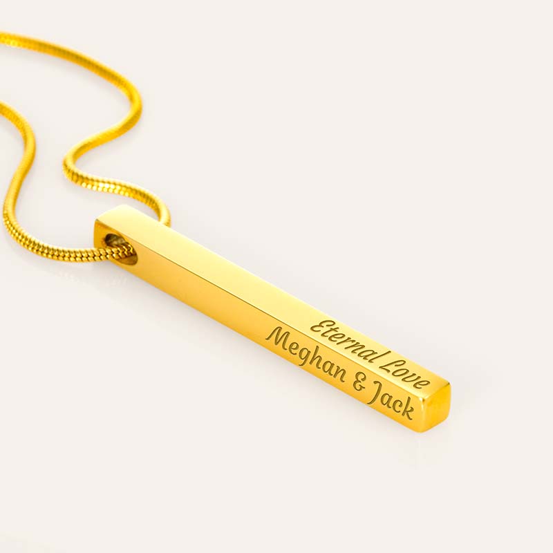 Personalized Bar Necklace Custom Name Engraved Necklaces Women/Men
