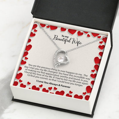 Wife Heart Necklace With Message - You are the precious thing to ever happen to me