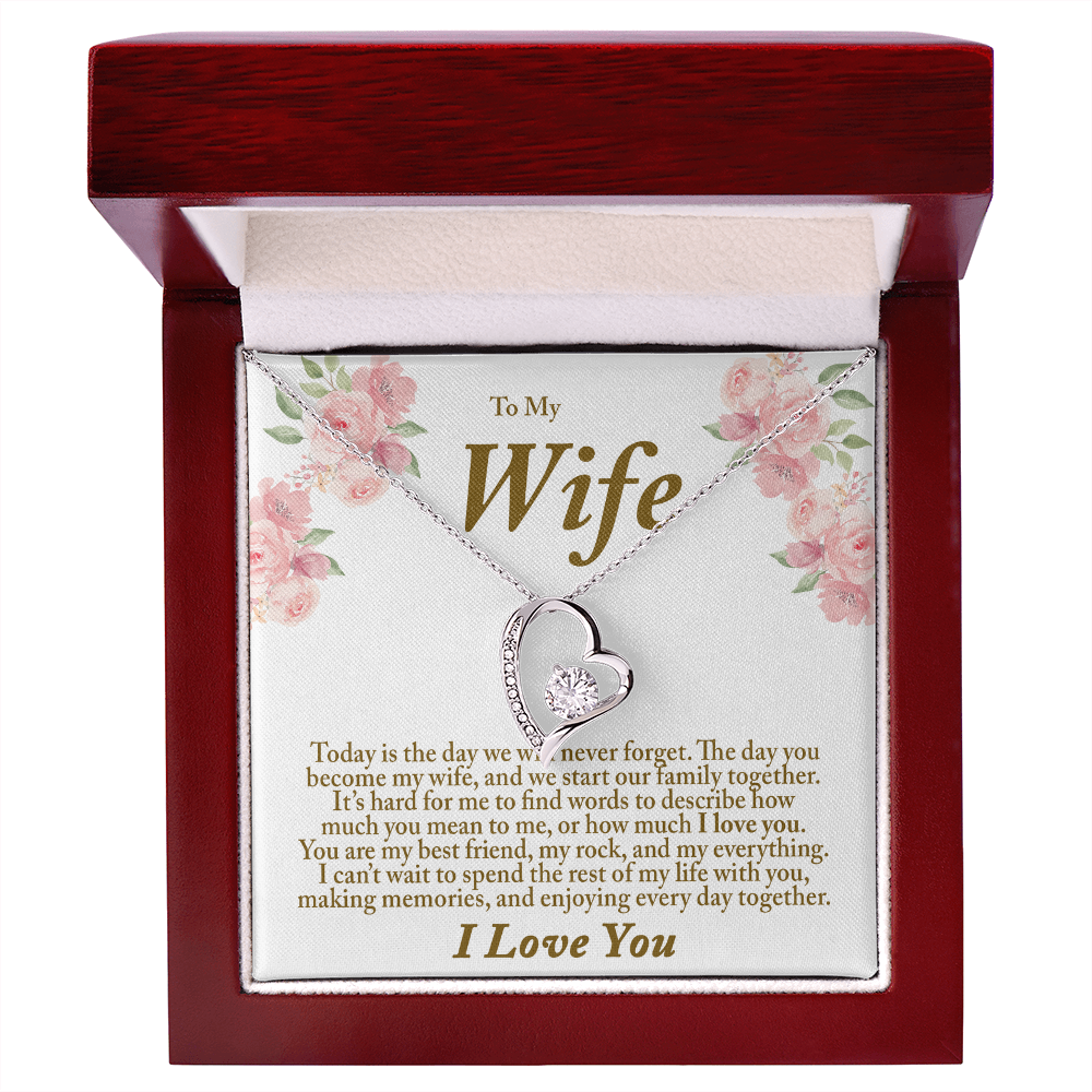 Wedding Day Gift for Bride From Groom Personalized Message Card Heart Necklace