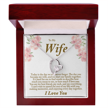 Wedding Day Gift for Bride From Groom Personalized Message Card Heart Necklace