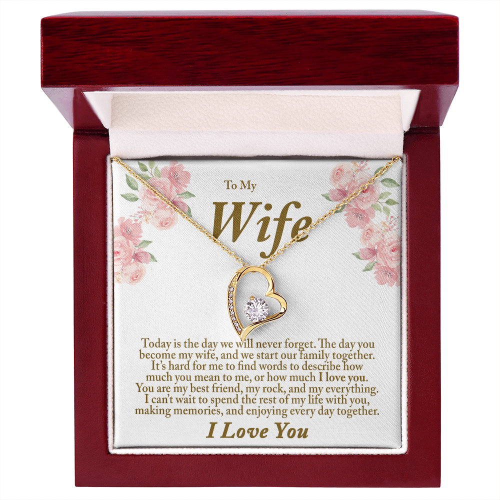Wedding Day Gift for Bride From Groom Personalized Message Card Heart Necklace