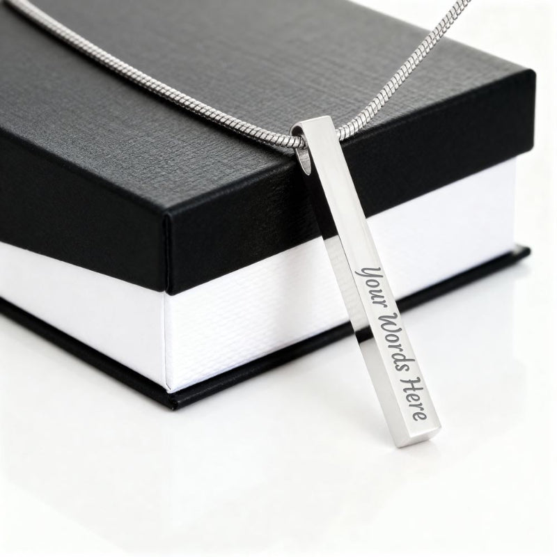 Personalized Bar Necklace Custom Name Engraved Necklaces Women/Men