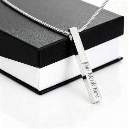 Personalized Bar Necklace Custom Name Engraved Necklaces Women/Men