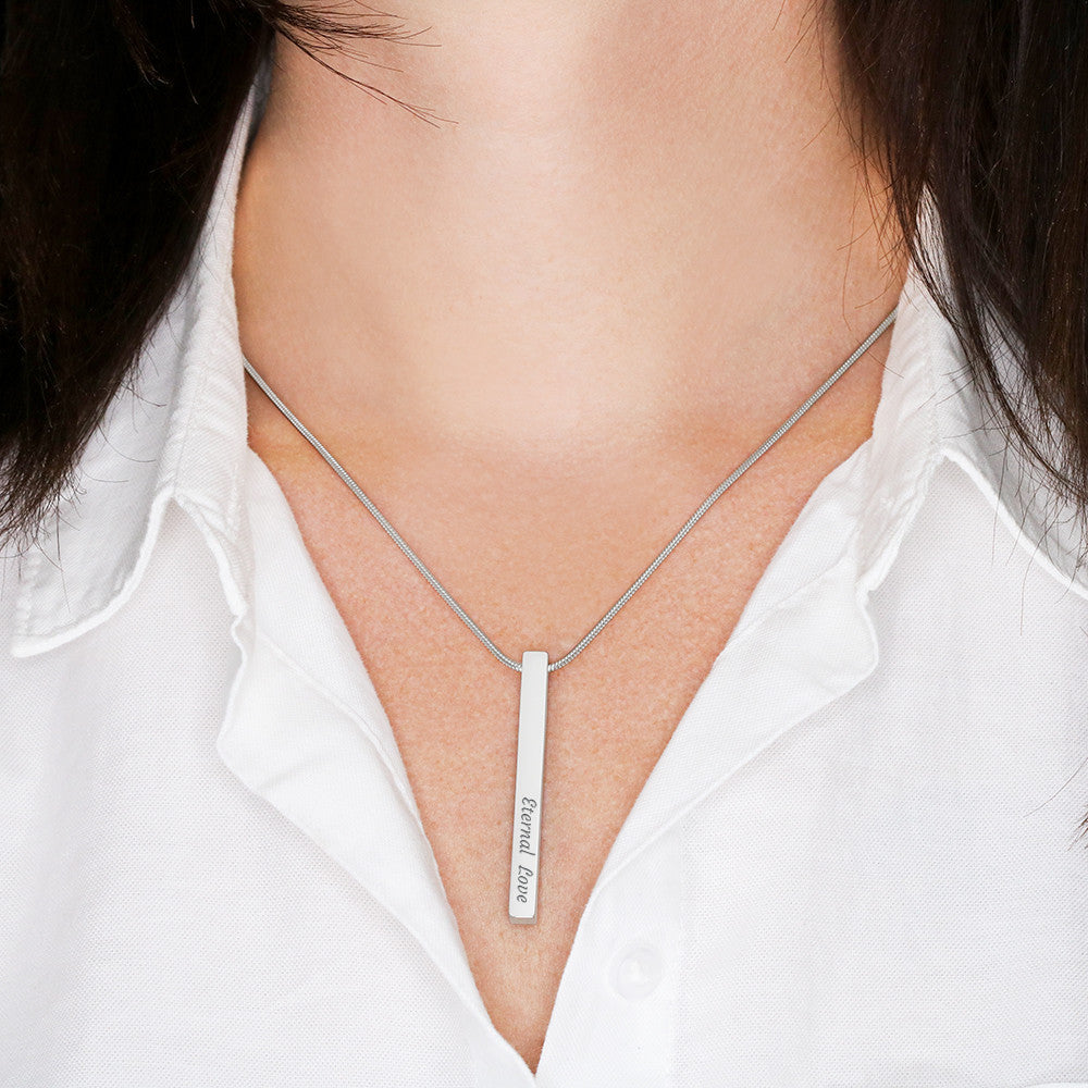 Personalized Bar Necklace Custom Name Engraved Necklaces Women/Men
