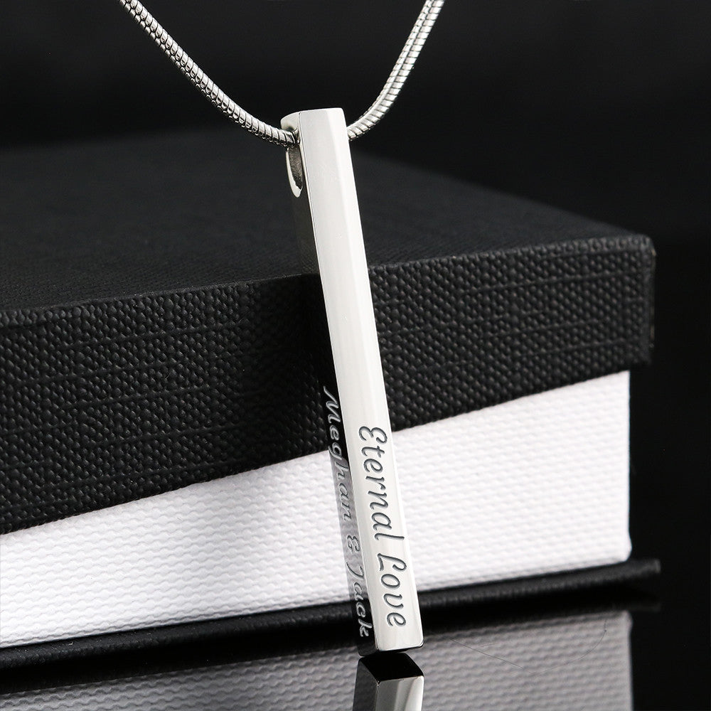 Personalized Bar Necklace Custom Name Engraved Necklaces Women/Men